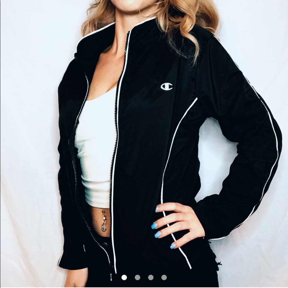 Champion Black and White Zip-up Jacket